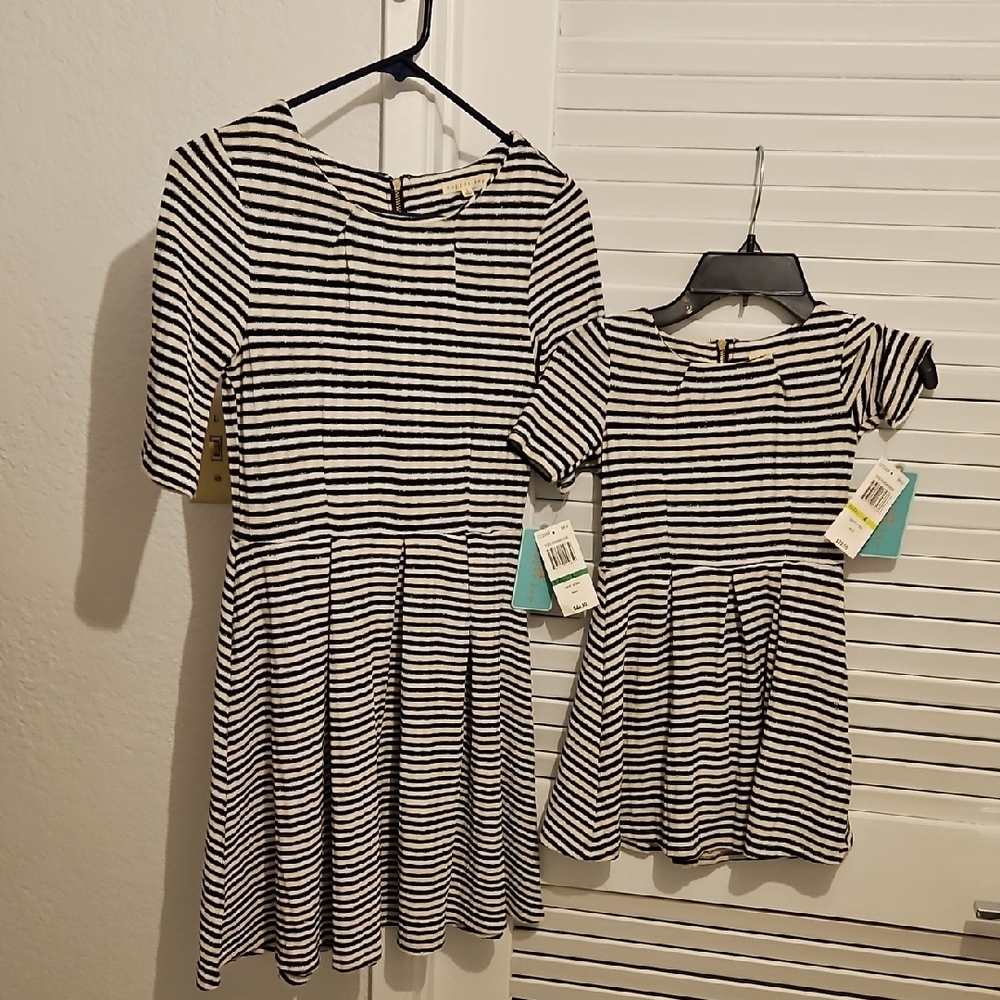 Copper Key Black and White Fit and Flare Dress with Peter Pan Collar